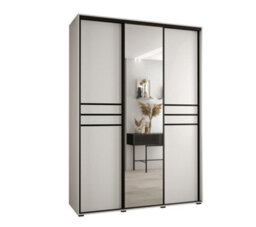 Arte Cannes Xi Mirrored Sliding Door Wardrobe W180Cm - Bright White Storage For Contemporary Living - thumbnail 1
