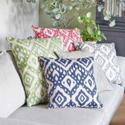 Ikat Inspired Scatter Cushion - Square Filled Pillow With Piped Edging & Zipped Cover For Home Or Garden - 45 X 45Cm, Grey - thumbnail 3