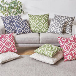 Ikat Inspired Scatter Cushion - Square Filled Pillow With Piped Edging & Zipped Cover For Home Or Garden - 45 X 45Cm, Grey - thumbnail 2