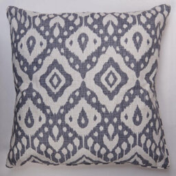Ikat Inspired Scatter Cushion - Square Filled Pillow With Piped Edging & Zipped Cover For Home Or Garden - 45 X 45Cm, Grey - thumbnail 1