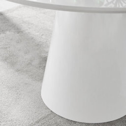 Furniturebox Palma White Marble Effect Round 4-6 Seater Pedestal Dining Table & 4 Cappuccino Corona Faux Leather Gold Leg Chairs - thumbnail 4