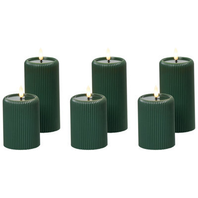 Beliani Set Of 6 Led Candles Noisette 10/16 Cm Green - image 1