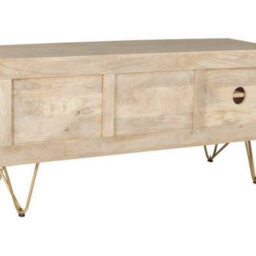 Wyld Haus Bali Light Natural Mango Wood Tv Media Unit With Gold Metal Inlays - thumbnail 6