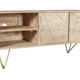 Wyld Haus Bali Light Natural Mango Wood Tv Media Unit With Gold Metal Inlays - thumbnail 2