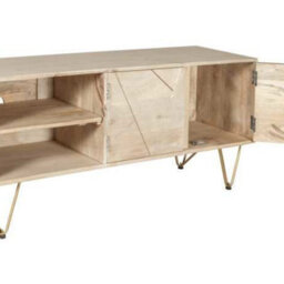 Wyld Haus Bali Light Natural Mango Wood Tv Media Unit With Gold Metal Inlays - thumbnail 3