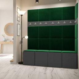 Orion Ii Hallway Set Graphite Shoe Cabinet Hangers Green Panels