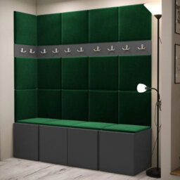 Orion Ii Hallway Set Graphite Shoe Cabinet Hangers Green Panels - thumbnail 2