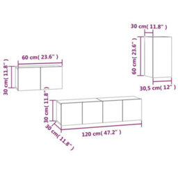 Berkfield 4 Piece Tv Cabinet Set Smoked Oak Engineered Wood - thumbnail 6