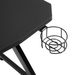Homcom Gaming Desk Steel Frame Cup Headphone Holder Adjustable Feet Home Black - thumbnail 8