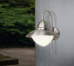 Stylish Ip44 Outdoor Wall Light In Stainless Steel With Opal Glass For Porches - thumbnail 3
