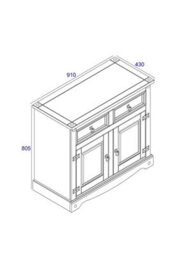 Core Products Corona Grey Premium Small Sideboard With 2 Door & 2 Drawers H80.6Cm X W91.0Cm X D43.0Cm - thumbnail 6