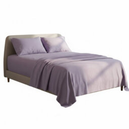 Soft Plain Brushed Cotton Fitted Flat Sheet Matching Pillowcases Set Lilac - thumbnail 2