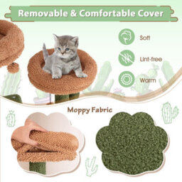 Costway 160 Cm Tall Modern Cat Tree Green Cactus Cat Tower W/hammock - thumbnail 9