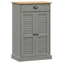 Berkfield Shoe Cabinet Vigo Grey 60X35X96 Cm Solid Wood Pine - thumbnail 2