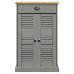 Berkfield Shoe Cabinet Vigo Grey 60X35X96 Cm Solid Wood Pine - thumbnail 4
