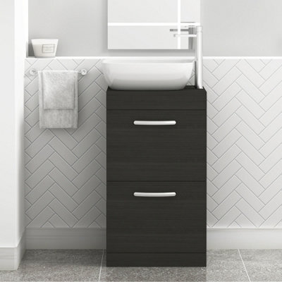 Royal Bathrooms 500mm Floor Standing Vanity Unit 2 Drawer Hale Black & Countertop Basin - Elva - image 1