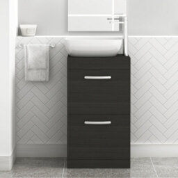 Royal Bathrooms 500mm Floor Standing Vanity Unit 2 Drawer Hale Black & Countertop Basin - Elva - thumbnail 1