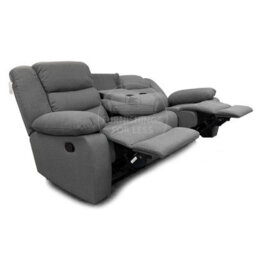 Furnishings For Less UK Manhattan Grey Fabric Sofa Suite Manual Reclining Sofa Set 3 + 2 Seater Sofas With Drinks Tray High Back - thumbnail 4