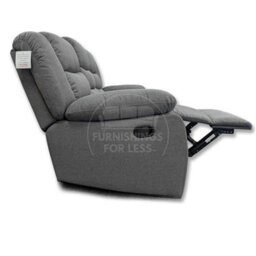 Furnishings For Less UK Manhattan Grey Fabric Sofa Suite Manual Reclining Sofa Set 3 + 2 Seater Sofas With Drinks Tray High Back - thumbnail 5