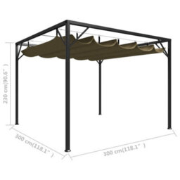 Walplus Garden Gazebo With Retractable Roof 3X3 M Taupe 180 G/mâ² - thumbnail 8