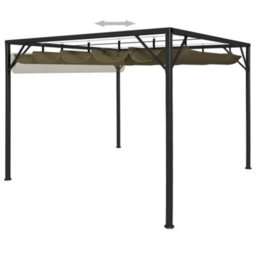 Walplus Garden Gazebo With Retractable Roof 3X3 M Taupe 180 G/mâ² - thumbnail 6