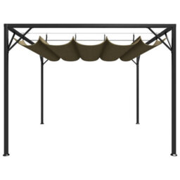 Walplus Garden Gazebo With Retractable Roof 3X3 M Taupe 180 G/mâ² - thumbnail 2