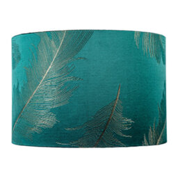 Happy Homewares Dark Emerald Green Cotton Jacquard Shade With Gold Foil Fern Design - thumbnail 5