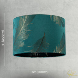Happy Homewares Dark Emerald Green Cotton Jacquard Shade With Gold Foil Fern Design - thumbnail 7