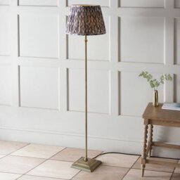 Luminosa Lighting Luminosa Lille Antique Brass Plate Floor Lamp With Pearl Grey Fabric Ikat Shade 40Cm B22 - thumbnail 4