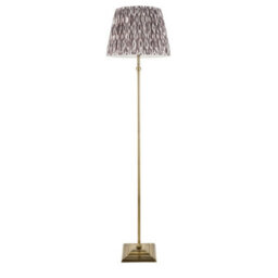 Luminosa Lighting Luminosa Lille Antique Brass Plate Floor Lamp With Pearl Grey Fabric Ikat Shade 40Cm B22 - thumbnail 6