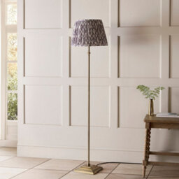 Luminosa Lighting Luminosa Lille Antique Brass Plate Floor Lamp With Pearl Grey Fabric Ikat Shade 40Cm B22 - thumbnail 3