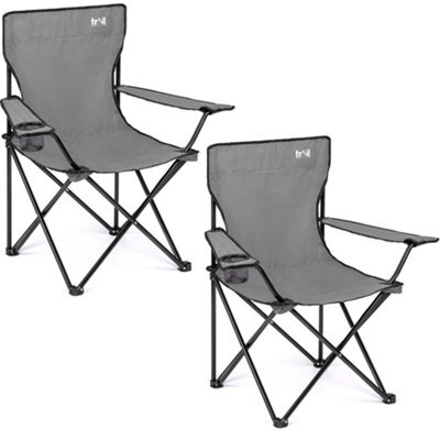 Trail Outdoor Leisure Folding Camping Chair With Cup Holder Grey 2 Pack - image 1