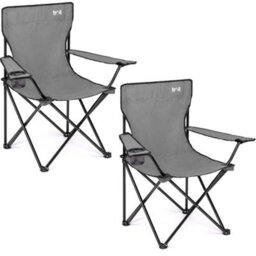 Trail Outdoor Leisure Folding Camping Chair With Cup Holder Grey 2 Pack