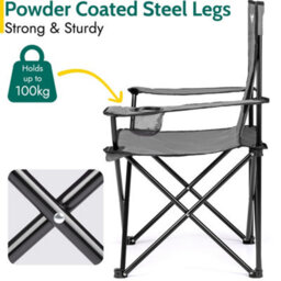 Trail Outdoor Leisure Folding Camping Chair With Cup Holder Grey 2 Pack - thumbnail 3