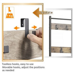 9-Hook Coat Rack Shoe Bench Grey - thumbnail 4