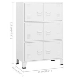 Berkfield Industrial Storage Chest White 75X40X115 Cm Metal - thumbnail 9