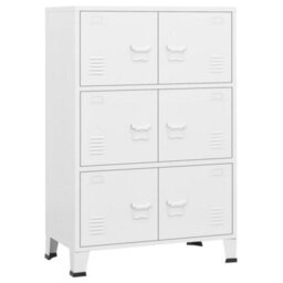 Berkfield Industrial Storage Chest White 75X40X115 Cm Metal - thumbnail 2