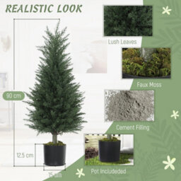 Homcom Set Of 2 Decorative Artificial Plant, Fake Plants For Home Decor - thumbnail 4