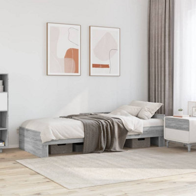 Berkfield Bed Frame Without Mattress Grey Sonoma 90X190 Cm Single Engineered Wood - image 1