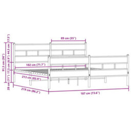 Berkfield Metal Bed Frame Without Mattress Brown Oak 183X213 Cm - thumbnail 9