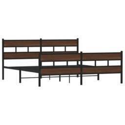 Berkfield Metal Bed Frame Without Mattress Brown Oak 183X213 Cm - thumbnail 3