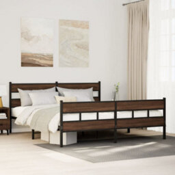 Berkfield Metal Bed Frame Without Mattress Brown Oak 183X213 Cm - thumbnail 1
