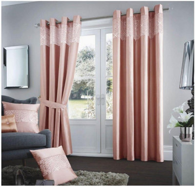 Gc Gaveno Cavailia Aviv Ring Top Diamante Light Reducing Eyelet Curtain Luxurious Thermal Insulated Curtains Blush Pink 90X90 Cm - image 1