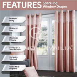 Gc Gaveno Cavailia Aviv Ring Top Diamante Light Reducing Eyelet Curtain Luxurious Thermal Insulated Curtains Blush Pink 90X90 Cm - thumbnail 3