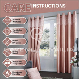 Gc Gaveno Cavailia Aviv Ring Top Diamante Light Reducing Eyelet Curtain Luxurious Thermal Insulated Curtains Blush Pink 90X90 Cm - thumbnail 5