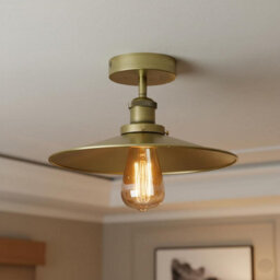 Vintage Semi Flush Mount Ceiling Light With E27 Base 22Cm Metal Shade For Kitchen, Living Room Green Brass  Without Bulb - thumbnail 4