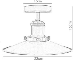 Vintage Semi Flush Mount Ceiling Light With E27 Base 22Cm Metal Shade For Kitchen, Living Room Green Brass  Without Bulb - thumbnail 3