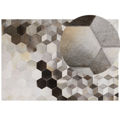 Beliani Rug Sason Beige 160 X 230 Cm Leather - image 1