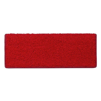Floordirekt Sphinx Self Adhesive Edged Soft Shaggy Stair Tread Mat For Indoor Stairs Rectangular Red 23.5 X 65 Cm - image 1
