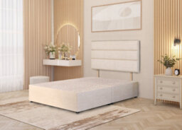Somnior Beds Somnior Chambery Plush Velvet 5Ft King Divan Bed Base With Upholstered Headboard Ivory - thumbnail 5
